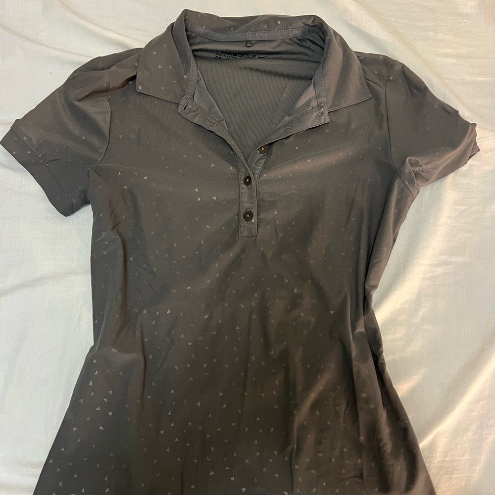 Nike Golf Gray Collared Patterned Short Sleeve Shirt